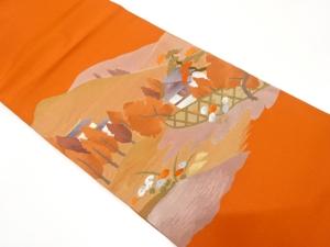 田舎風景模様織り出し　袋帯